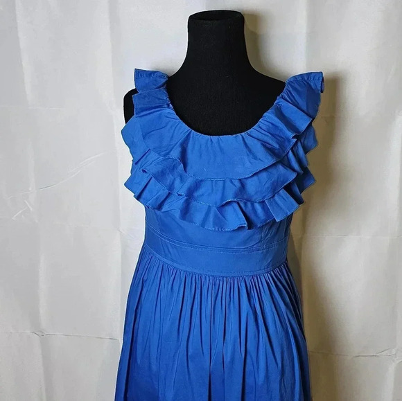 Maggy London Multi Tier Boho Blue Cottagecore‎ Ruffle Dress Sz 6 - Picture 6 of 10